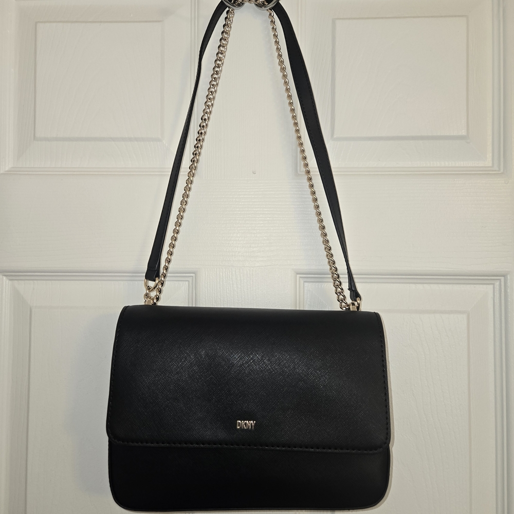 DKNY Black Vegan Leather Shoulder Bag